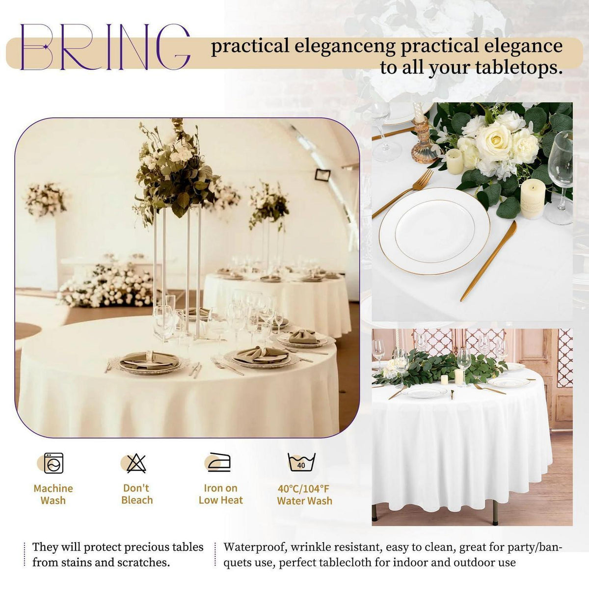 12x Runde Tischdecke Weiß 305cm – Perfekt für Hochzeiten & Events