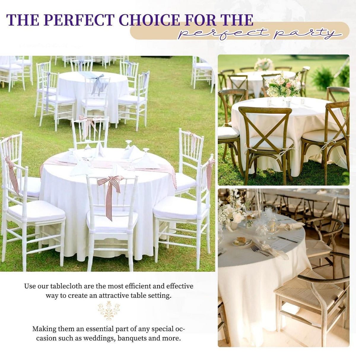 12x Runde Tischdecke Weiß 305cm – Perfekt für Hochzeiten & Events