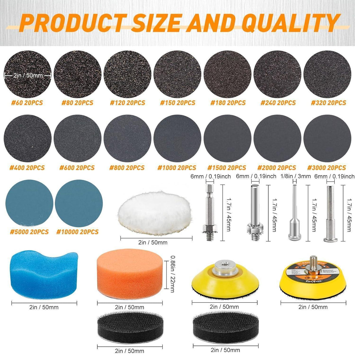 Nassschleifpapier Klett 50mm Körnung 60-10000 für Bohrmaschine & Akkuschrauber
