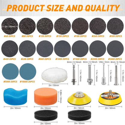 Nassschleifpapier Klett 50mm Körnung 60-10000 für Bohrmaschine & Akkuschrauber