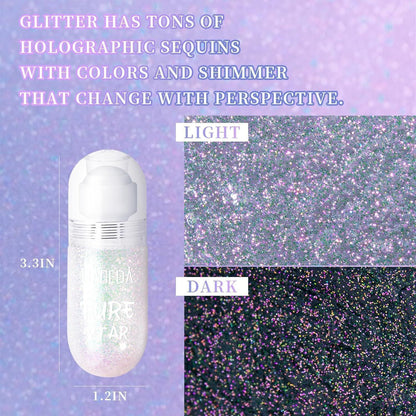 Roll-on Körperglitzer Gel, Holografisch, Feenstaub, für Festivals & Partys