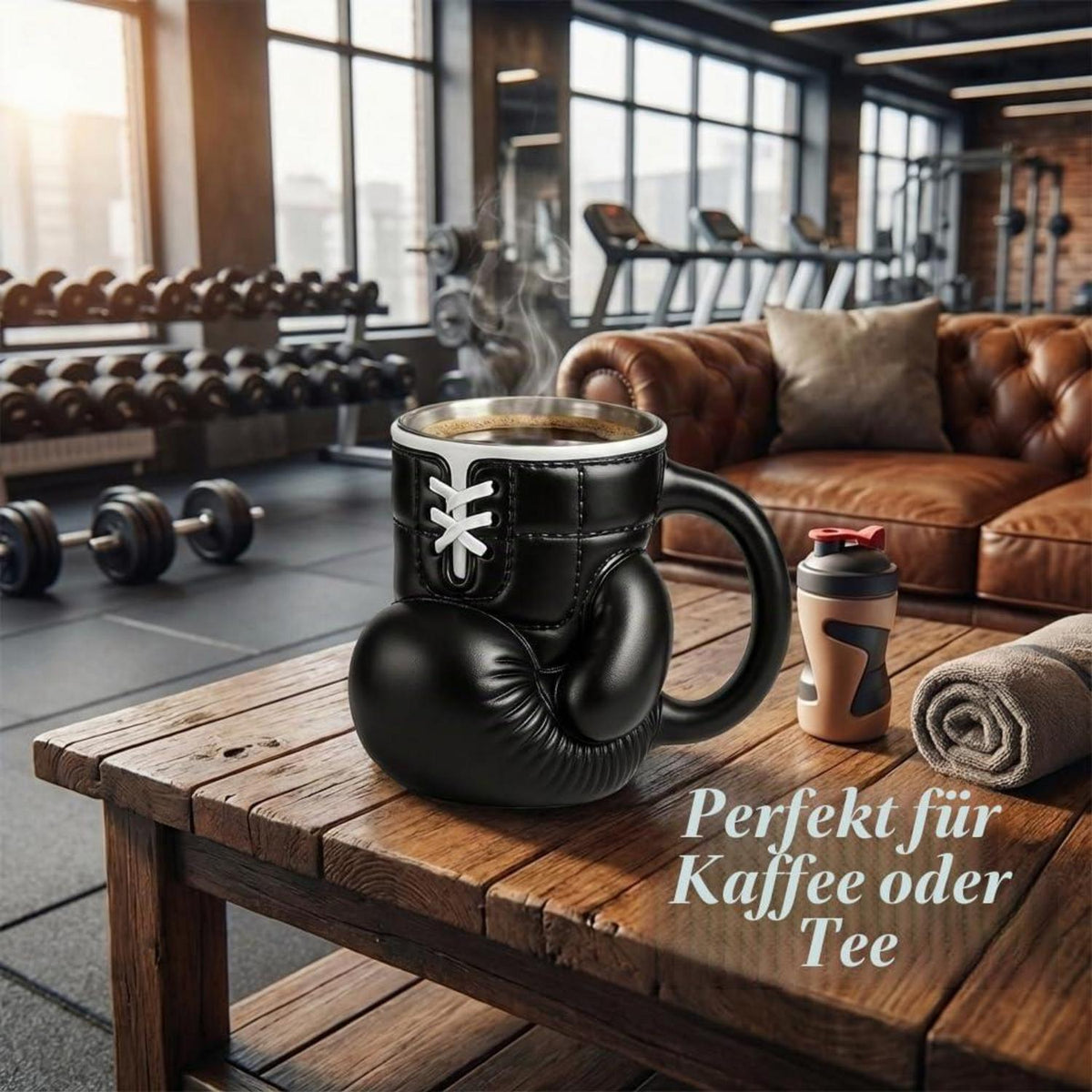 Boxhandschuh Tasse – Kaffeebecher für Sportfans & Boxer (Schwarz)