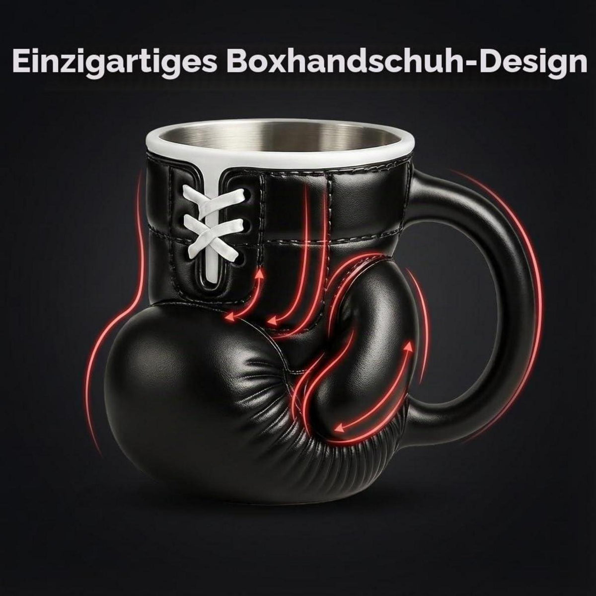 Boxhandschuh Tasse – Kaffeebecher für Sportfans & Boxer (Schwarz)