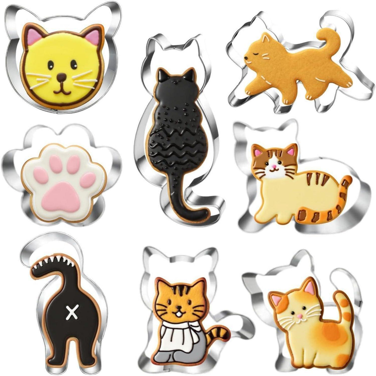 8-teiliges Katzen-Ausstechformen-Set aus Edelstahl
