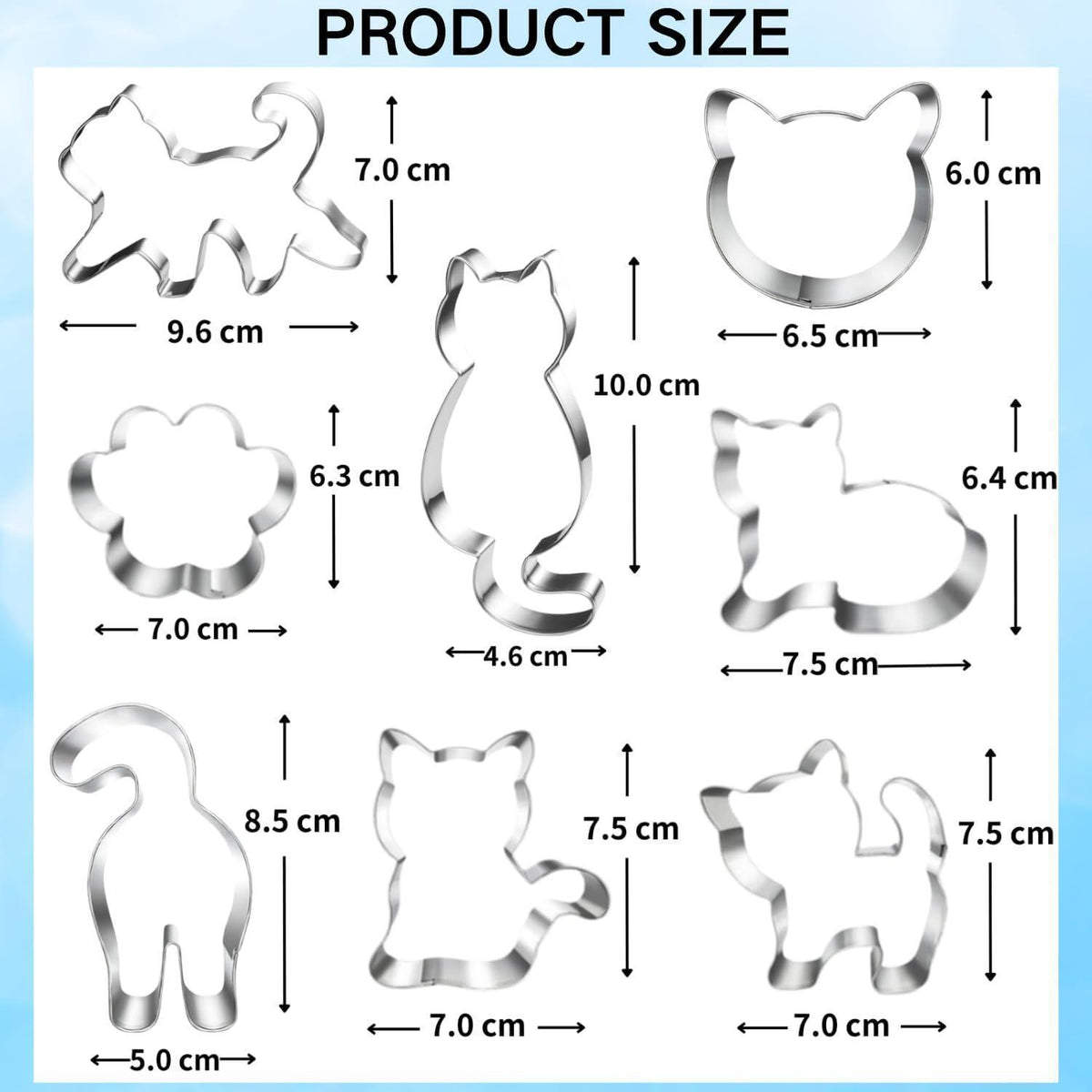 8-teiliges Katzen-Ausstechformen-Set aus Edelstahl