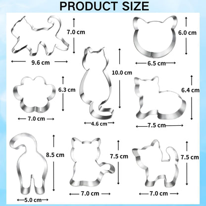 8-teiliges Katzen-Ausstechformen-Set aus Edelstahl