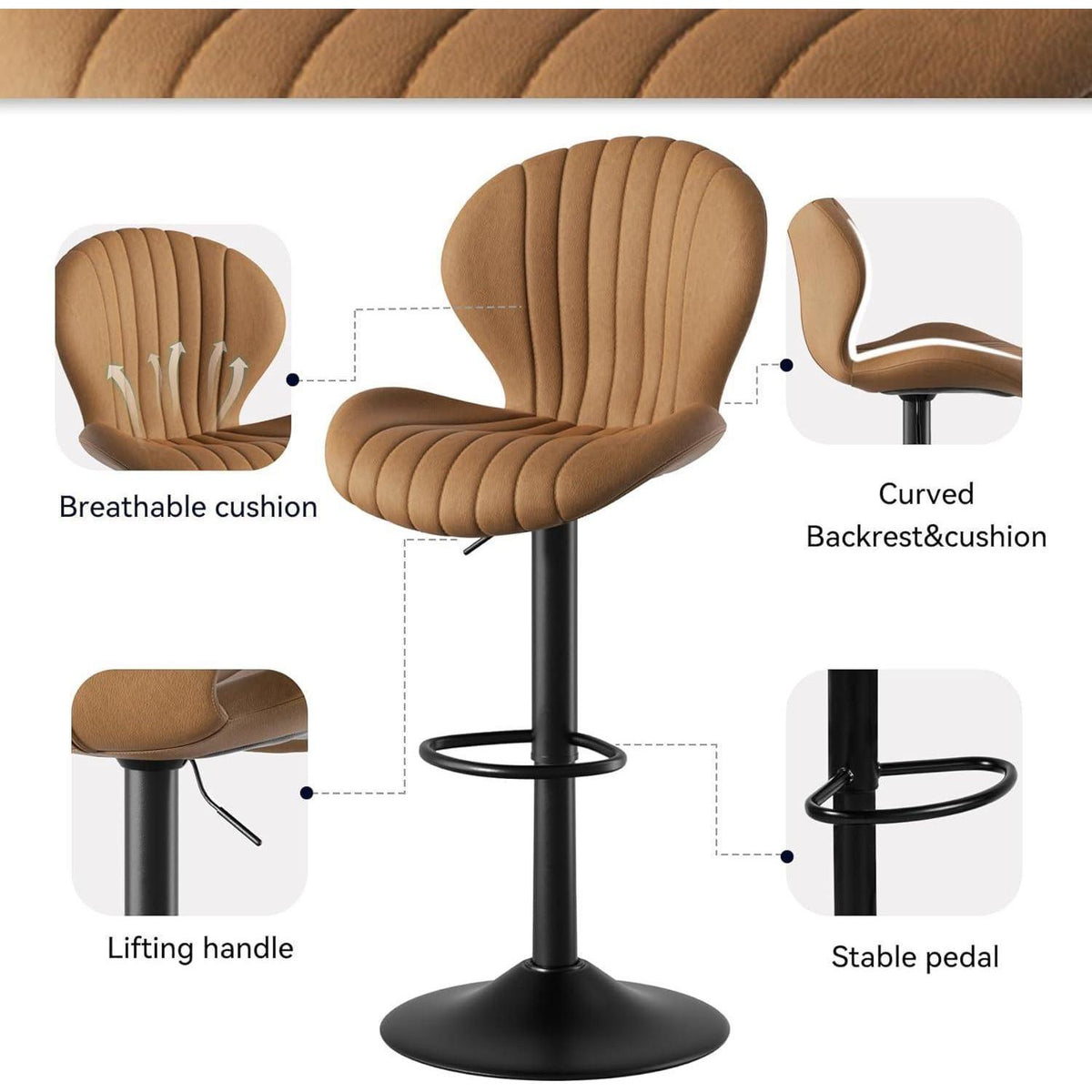 Verstellbarer Barhocker 3er Set mit Fußstütze & 360° Drehung