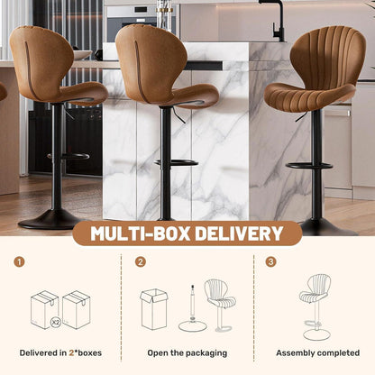 Verstellbarer Barhocker 3er Set mit Fußstütze & 360° Drehung