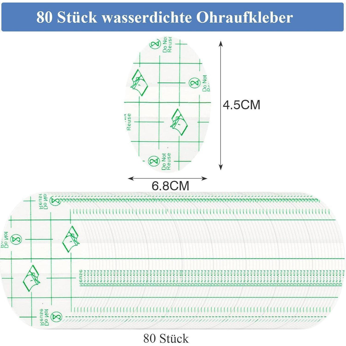 80x Wasserdichte Ohrpflaster Kinder – Schwimmen, Duschen, Sport