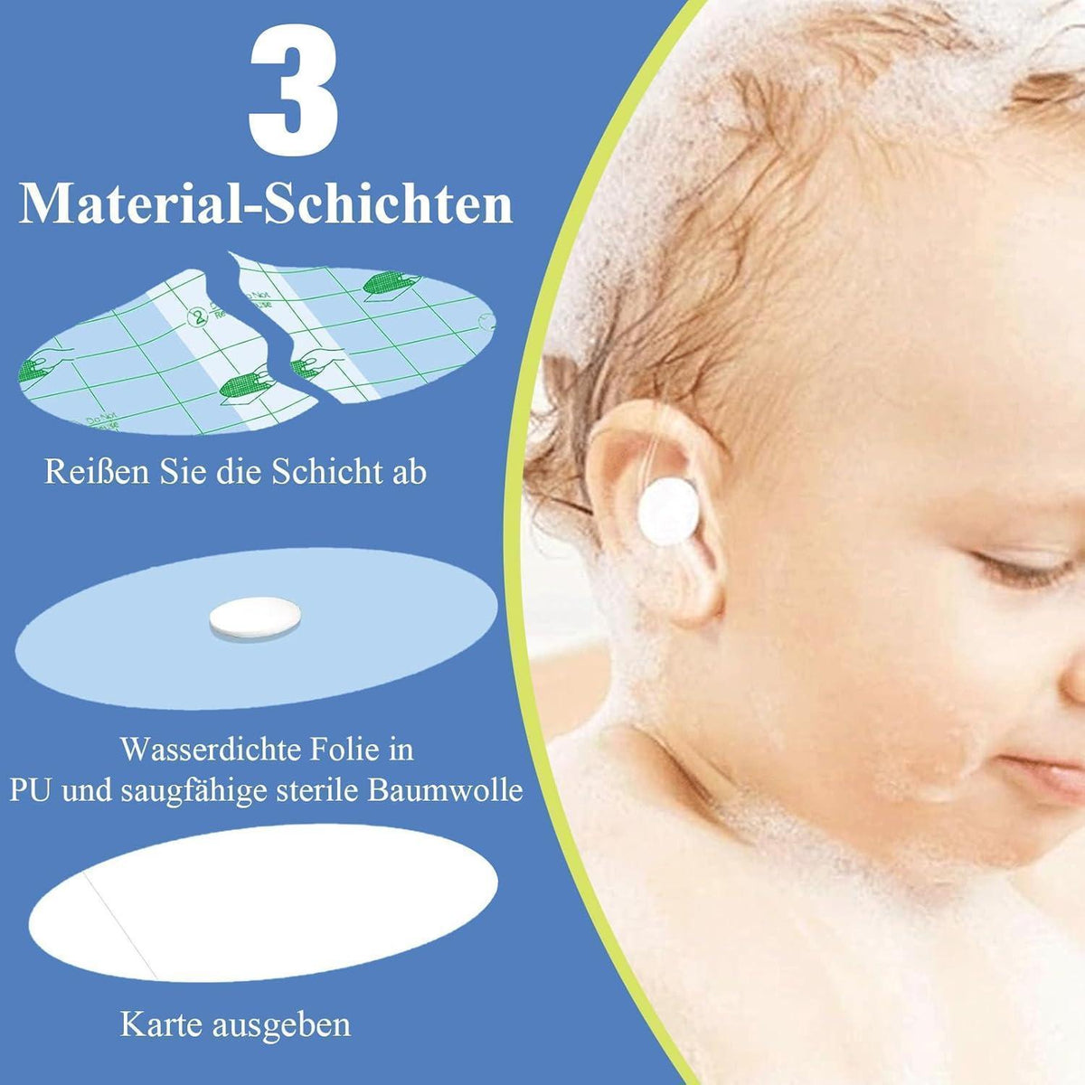 80x Wasserdichte Ohrpflaster Kinder – Schwimmen, Duschen, Sport
