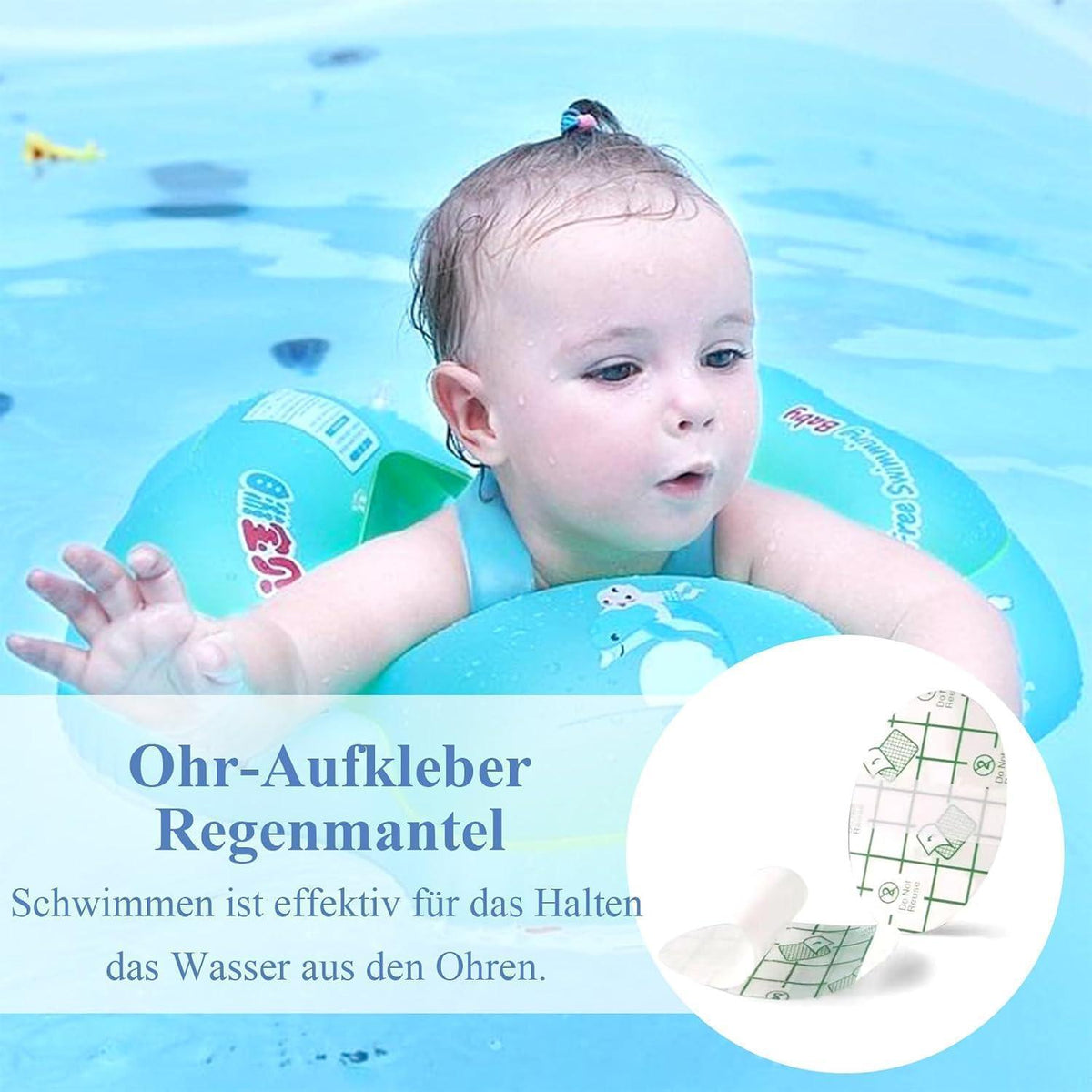 80x Wasserdichte Ohrpflaster Kinder – Schwimmen, Duschen, Sport