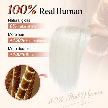 Echthaar Topper 26cm Weißblond | Volumengeber für dünnes Haar