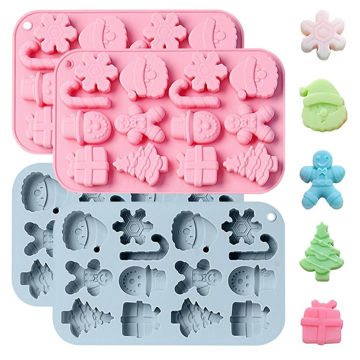 Weihnachts Backform Silikon 12 Mulden Schneeflocke & Lebkuchenmann