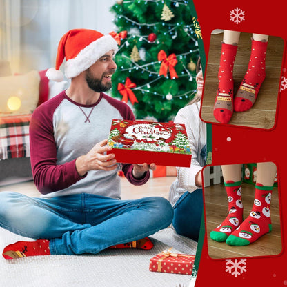 Adventskalender Socken 24 Paar für Damen & Herren (Rot 39-45)