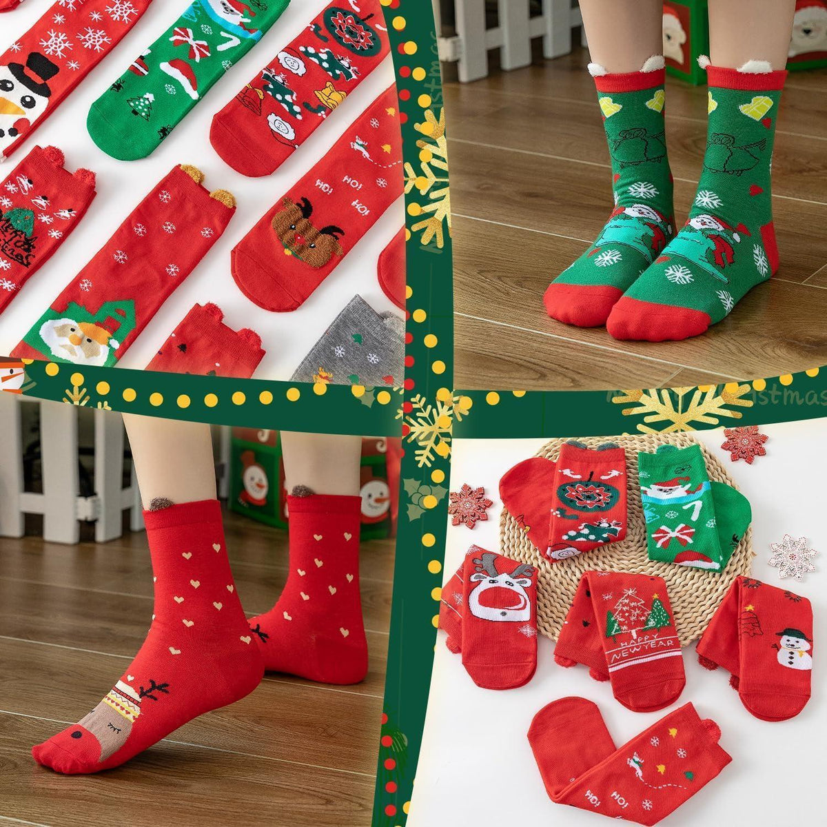 Adventskalender Socken 24 Paar für Damen & Herren (Rot 39-45)