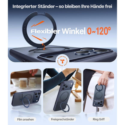 iPhone 17 Pro Max Hülle mit Ständer & MagSafe – Tiefblau