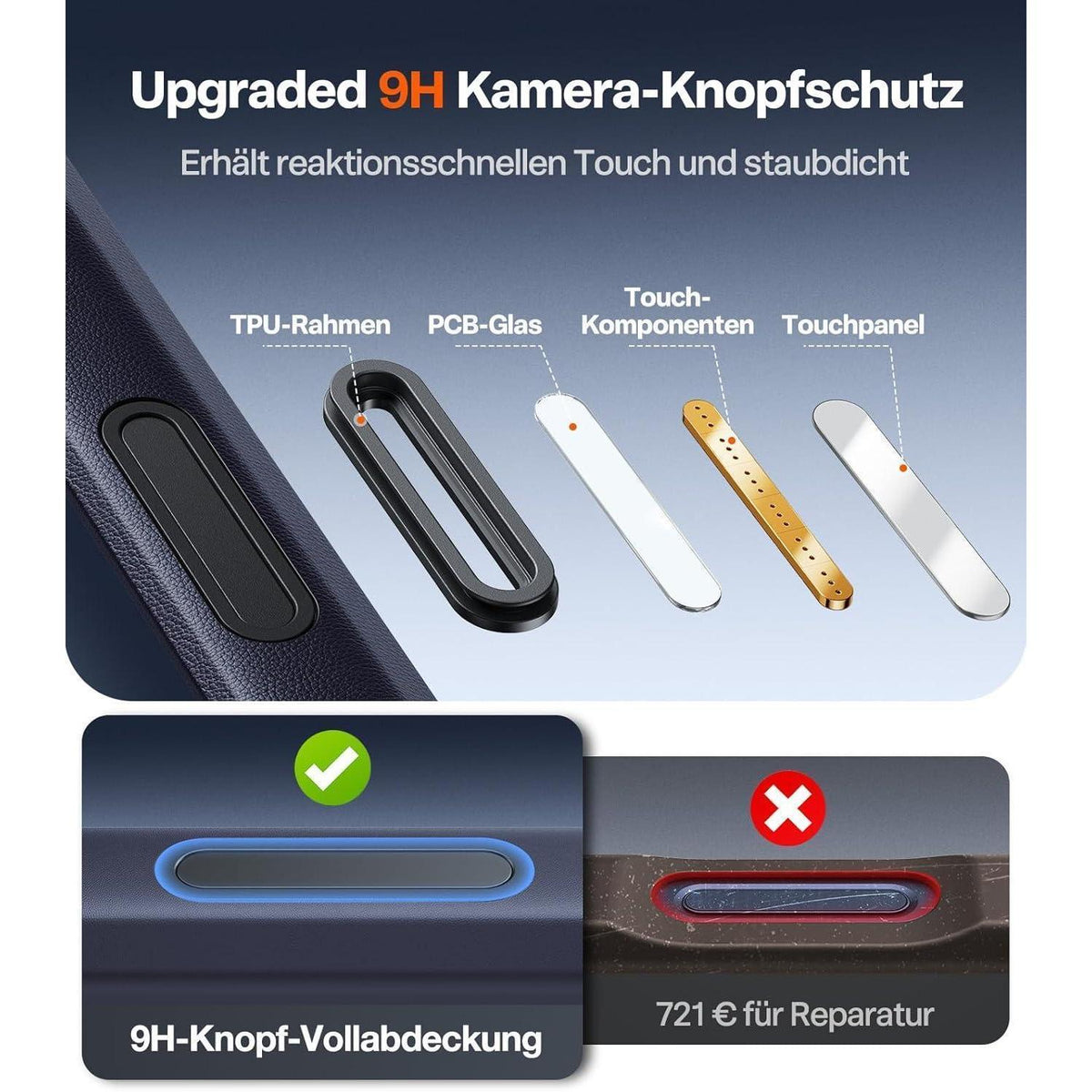 iPhone 17 Pro Max Hülle mit Ständer & MagSafe – Tiefblau