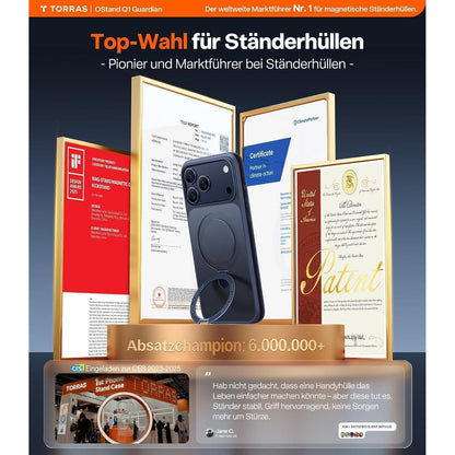 iPhone 17 Pro Max Hülle mit Ständer & MagSafe – Tiefblau