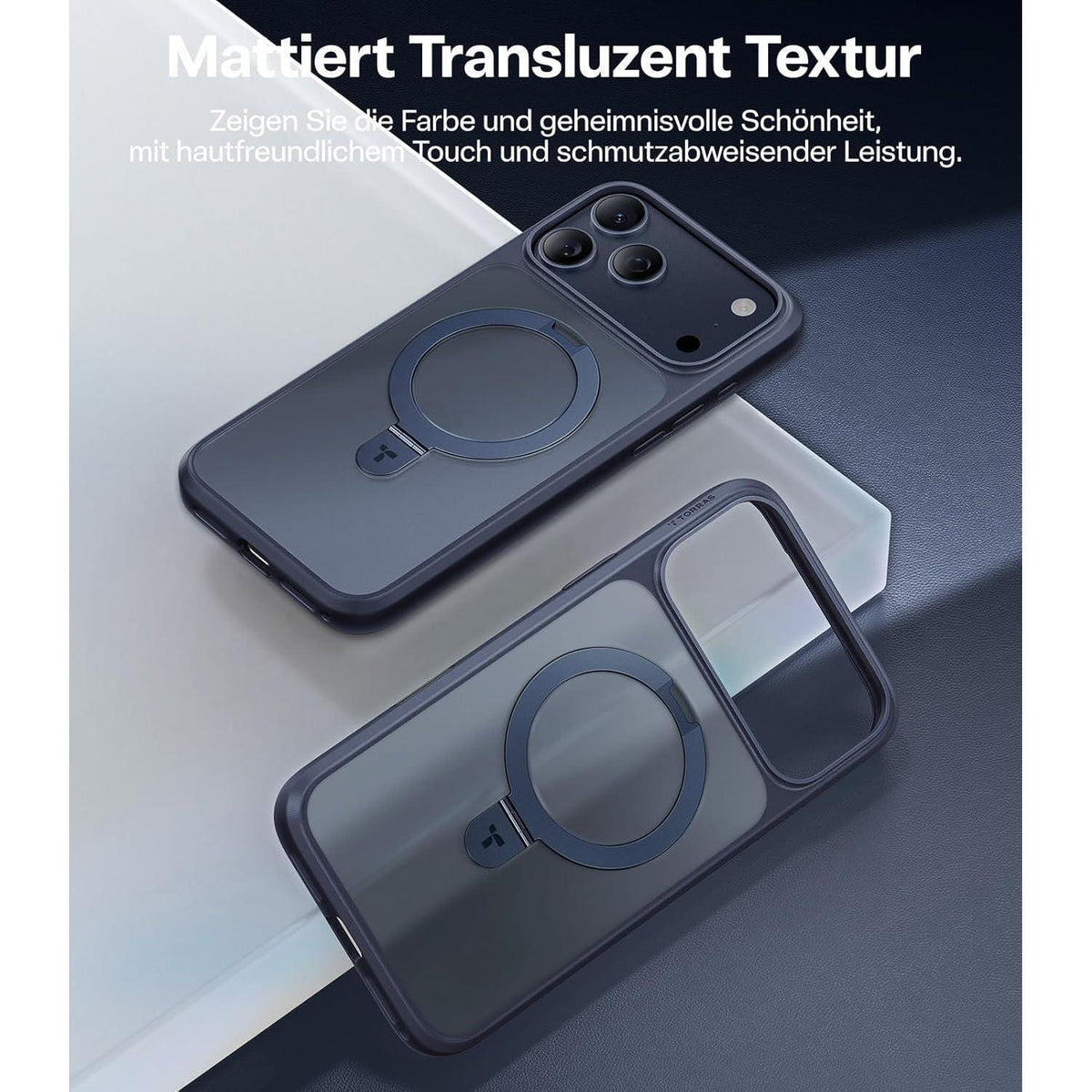 iPhone 17 Pro Max Hülle mit Ständer & MagSafe – Tiefblau