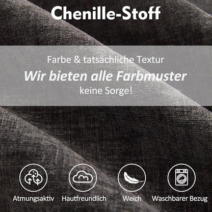 Modulares U-förmiges Sofa 3-Sitzer mit Hocker & Chenille-Bezug (Schwarz)