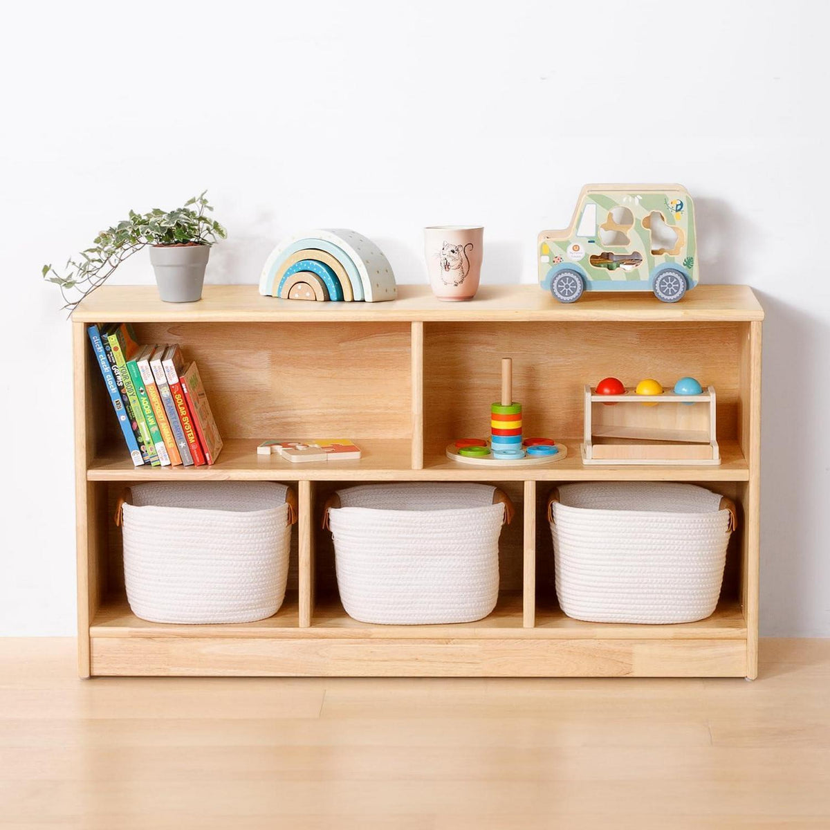 Kinderregal Holz 5 Fächer – Spielzeug & Bücher Organizer