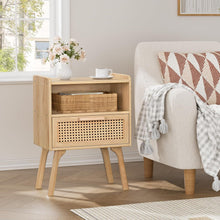 LELELINKY Nachttisch 2er Set Rattan Boho mit Schublade