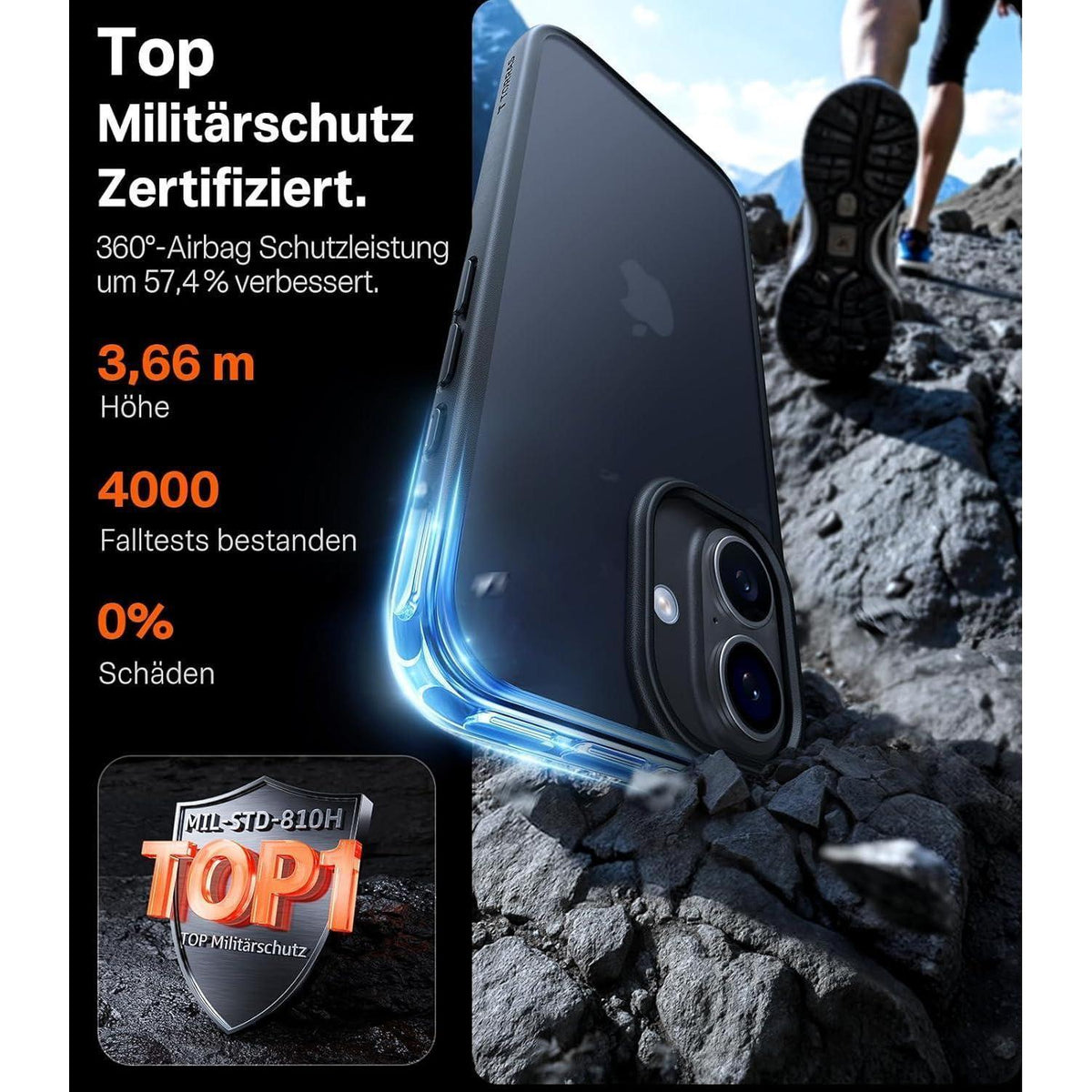 iPhone 17 Schutzhülle Stoßfest mit Kameratastenschutz Schwarz