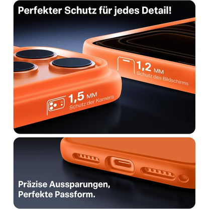 iPhone 17 Pro Max Hülle: Stoßfest, Kameraknopf-Schutz, Orange