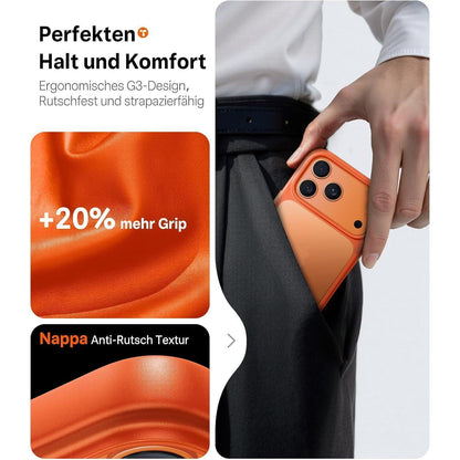 iPhone 17 Pro Max Hülle: Stoßfest, Kameraknopf-Schutz, Orange