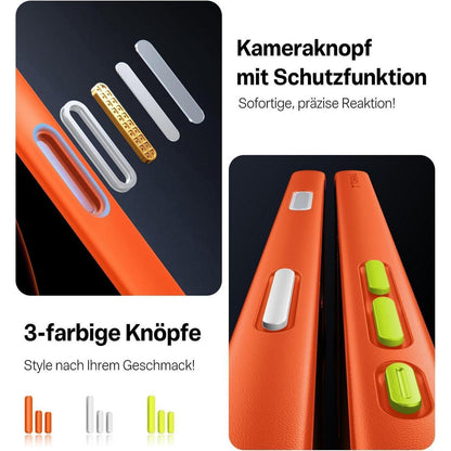 iPhone 17 Pro Max Hülle: Stoßfest, Kameraknopf-Schutz, Orange