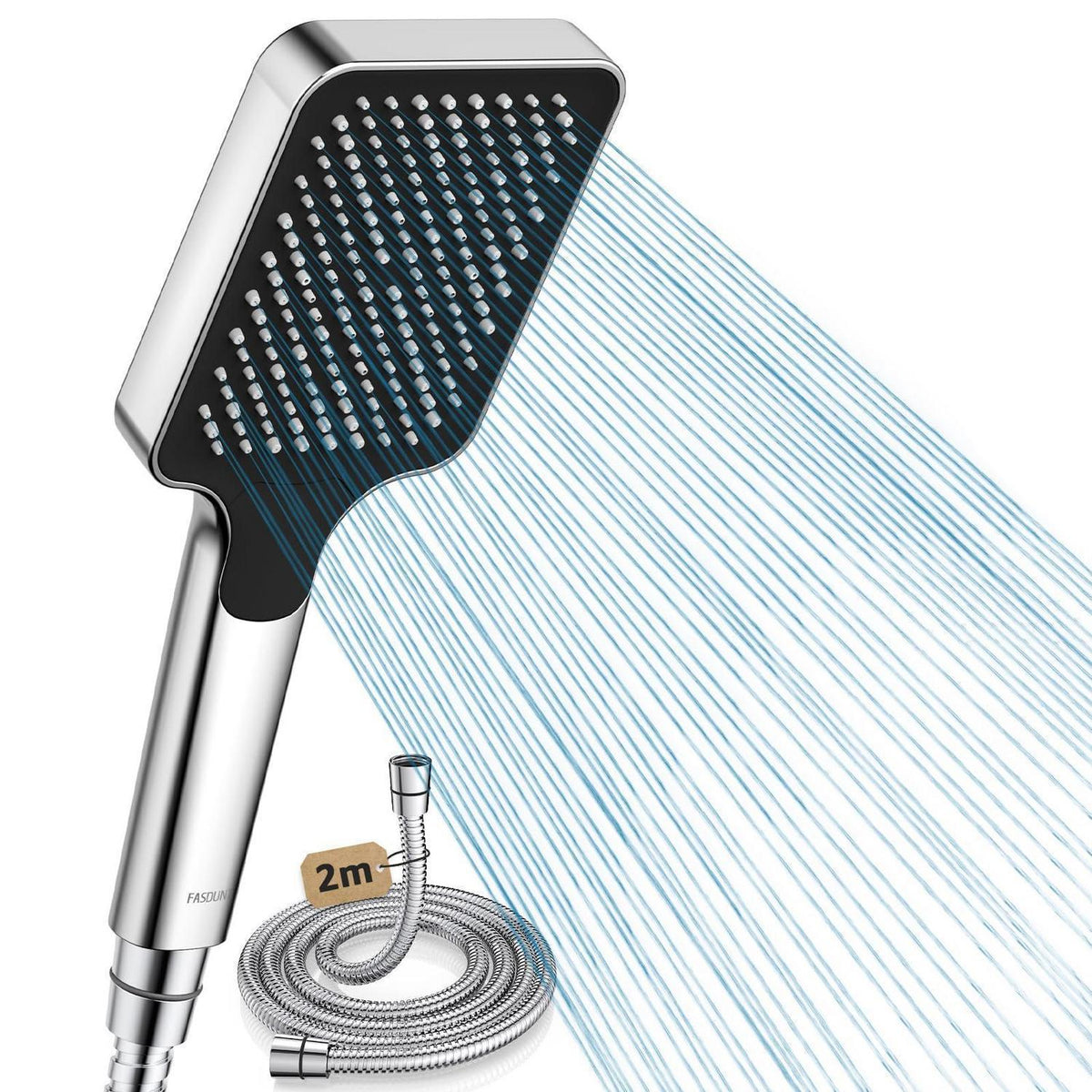 Hochdruck Duschkopf mit Schlauch 2m – Wassersparend & Flexibel
