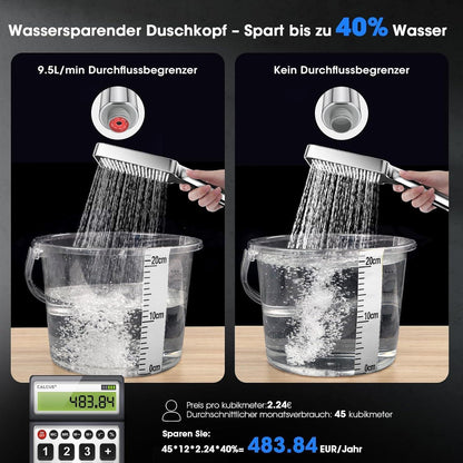 Hochdruck Duschkopf mit Schlauch 2m – Wassersparend & Flexibel