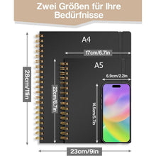 A4 Ringbuch mit Register – Schwarz, 300 Seiten