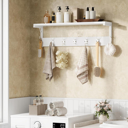 Wandgarderobe mit 7 Haken und Ablage, Weiß