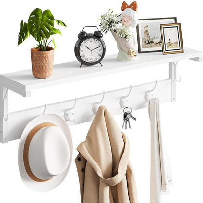 Wandgarderobe mit 7 Haken und Ablage, Weiß
