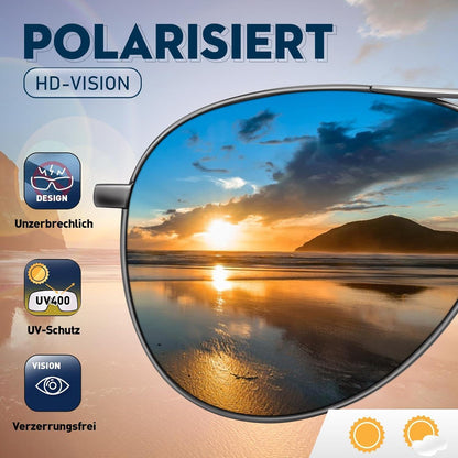 Polarisierte Sonnenbrille Unisex UV400 Vintage Metallrahmen Grau/Schwarz
