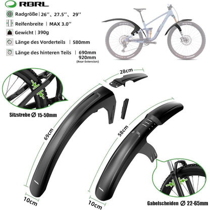 MTB Schutzblech Set 27,5/29 Zoll – Robuster Spritzschutz