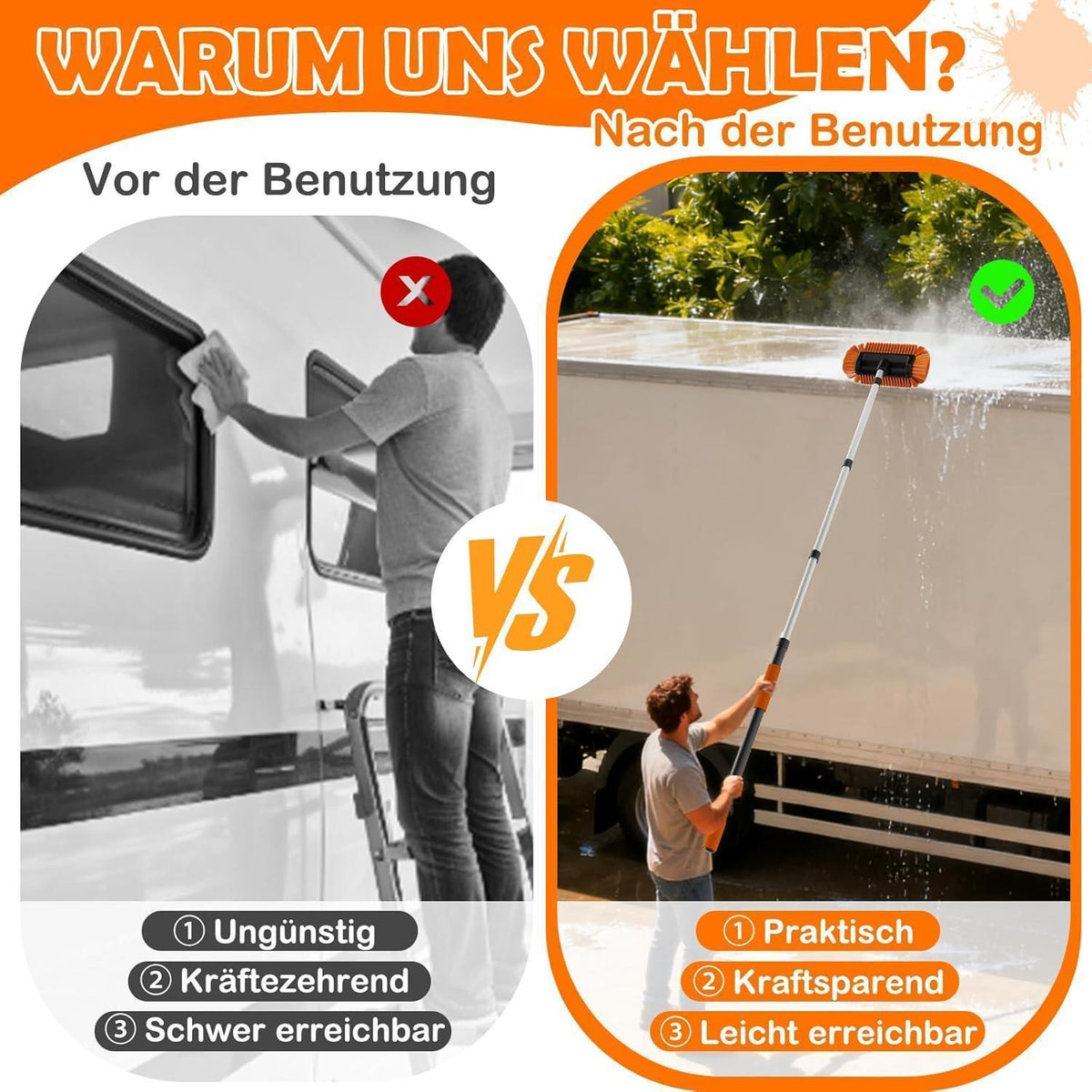 3,6m Teleskop Autowaschbürste Set mit Zubehör