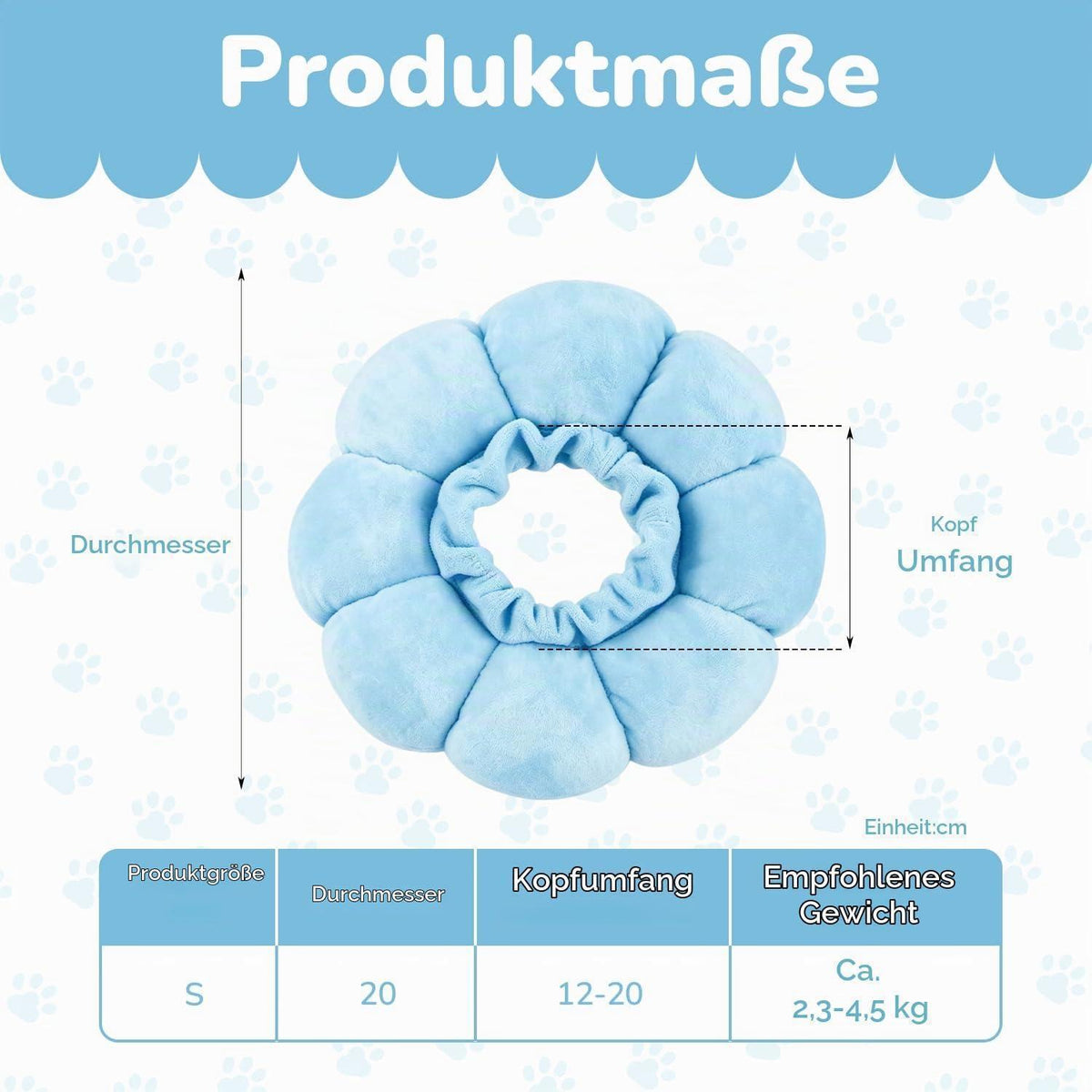 Katzen Halskrause Blumen Blau – Leckschutz & Komfort