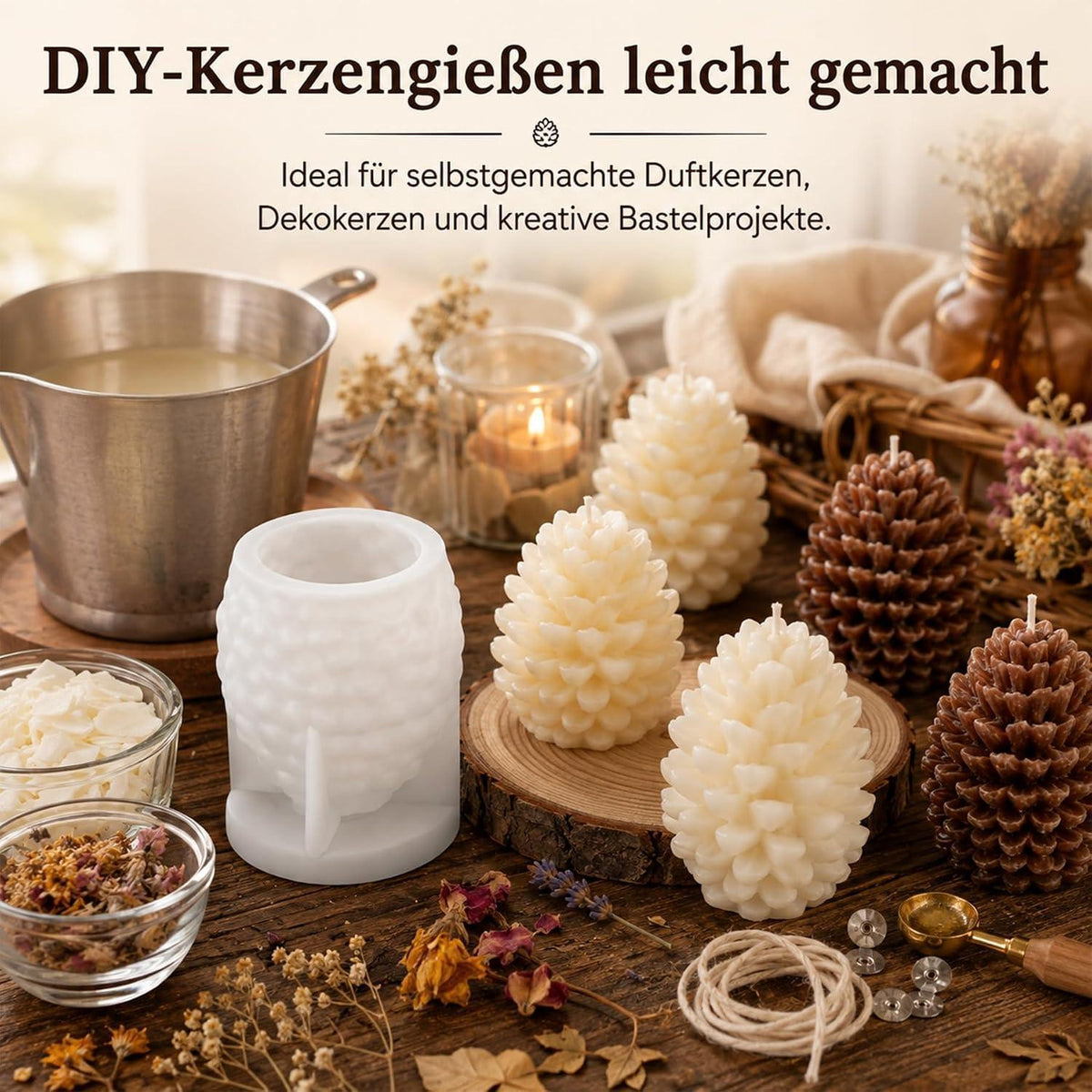 Silikon Kerzenform Tannenzapfen Weihnachten DIY Gießform