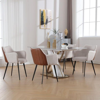 Ya-Home Esszimmerstühle 4er Set mit Leinen in Lederoptik