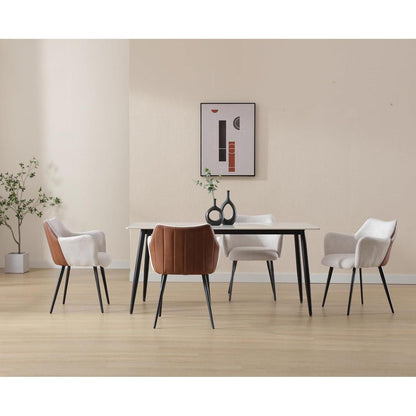 Ya-Home Esszimmerstühle 4er Set mit Leinen in Lederoptik