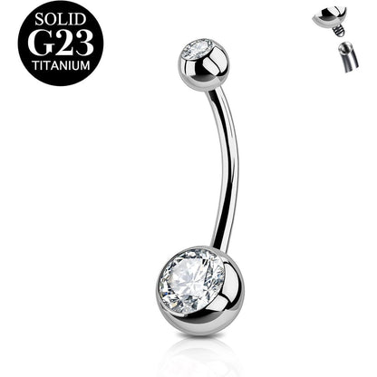 Bauchnabelpiercing Silber Titan 14G 6-16mm Zirkonia Bananabell