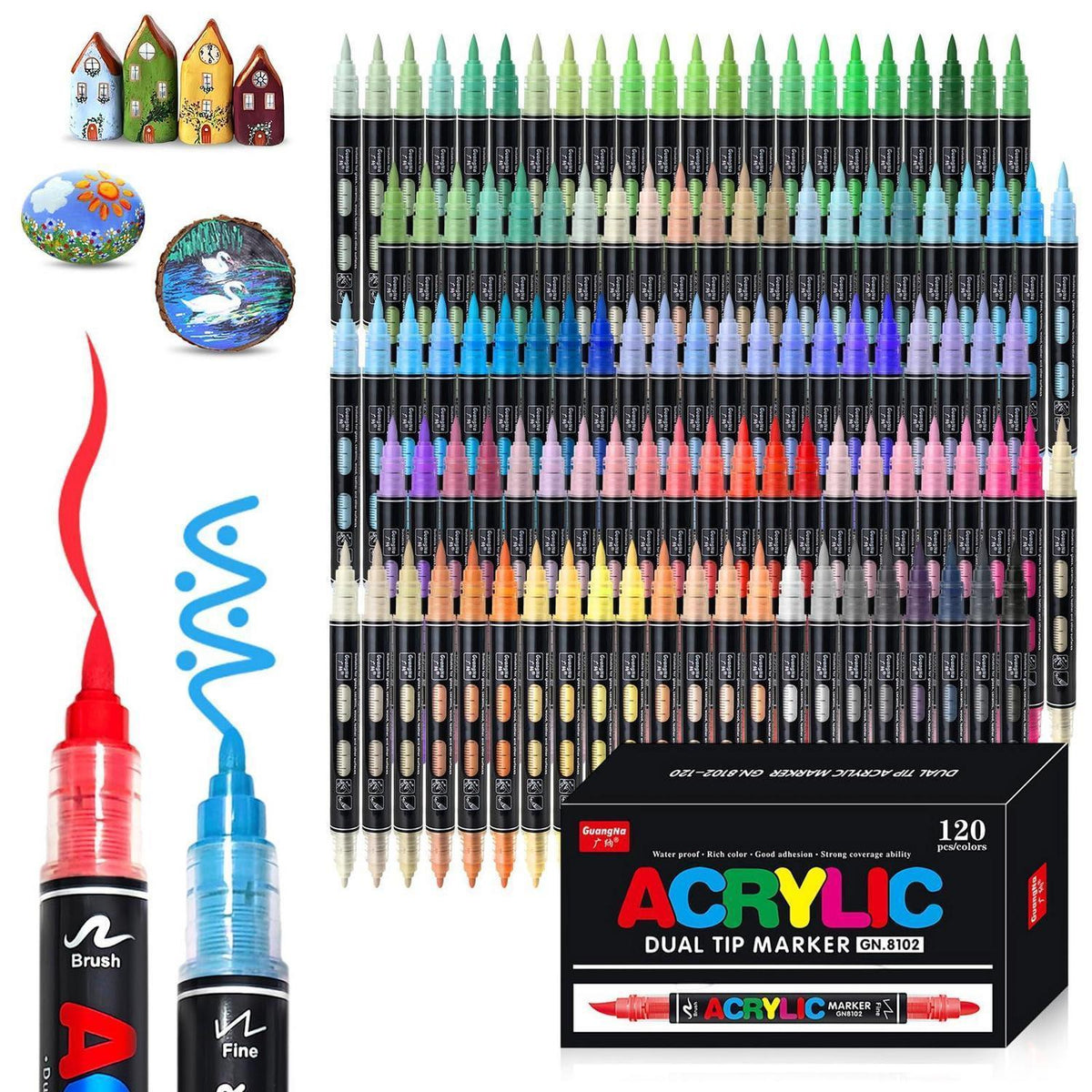 Acrylmarker Set 120 Farben – Wasserdicht & Doppelspitze