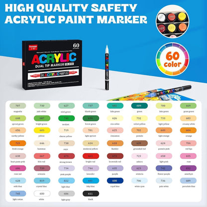 Acrylmarker Set 60er - Wasserdicht & Doppelspitze