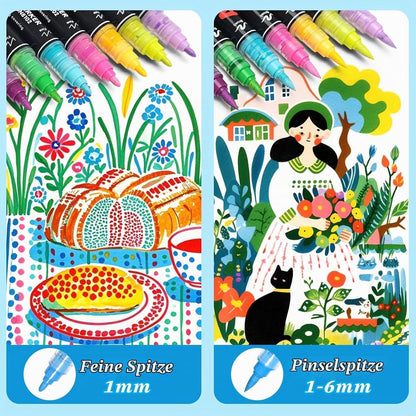 Acrylmarker Set 60er - Wasserdicht & Doppelspitze