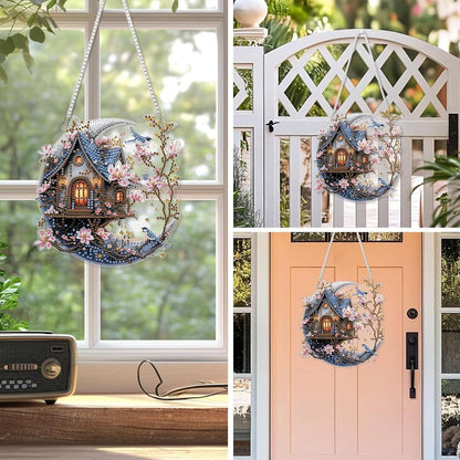 Diamant Painting Anhänger Haus auf dem Mond – DIY Set für Fenster