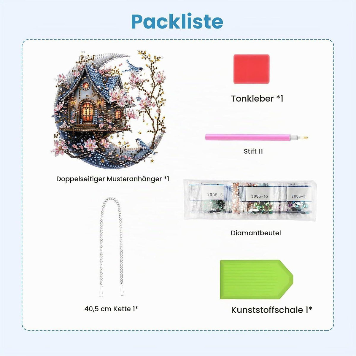 Diamant Painting Anhänger Haus auf dem Mond – DIY Set für Fenster