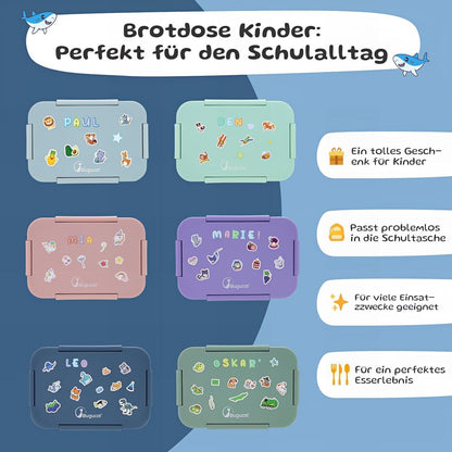 Brotdose Kinder mit Fächern & Aufklebern – Auslaufsicher & BPA-frei