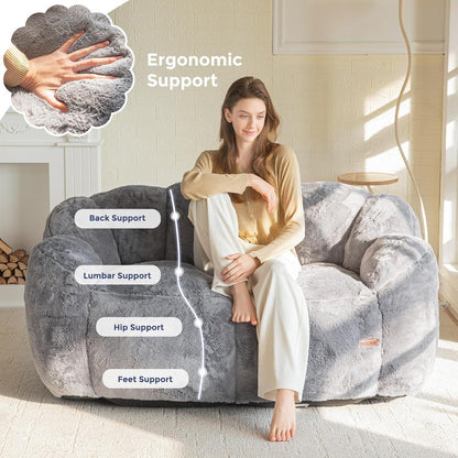 Floral Sitzsack 2-Sitzer mit Memory Foam – Grau